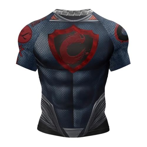 Red Plume Mens Compression Shirts Sports Athletic Short Sleeves Quick Dry Fitness Baselayer Gym Running Workout Pullover Tops