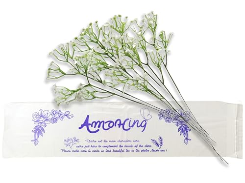 AMOHing Artificial Baby's Breath Flowers, 8 Pcs White Babies