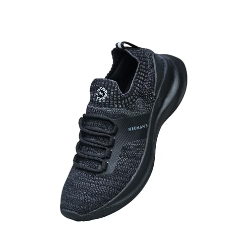 Neeman's Fuse Knit Sneaker for Men Breathable Mesh & Cushioned Comfort Eva Sole | All Black UK10