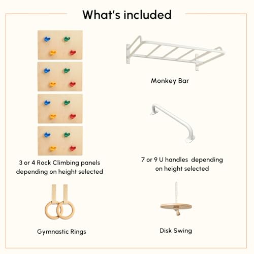 Image of Curious Cub Jungle Gym for Kids Indoor | Kids Gym Play Set | Contains Monkey Bar, Gymnastics Ring, Disk Swing, Rope Ladder for Kid to Play Indoor Fun Activity for Ages 4+ (UL3- 7 FEET)