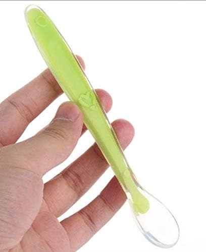 2 in 1 Spoon as Well as Tither Extra Safe Silicone Spoon for Fussy Little Eaters (Green)