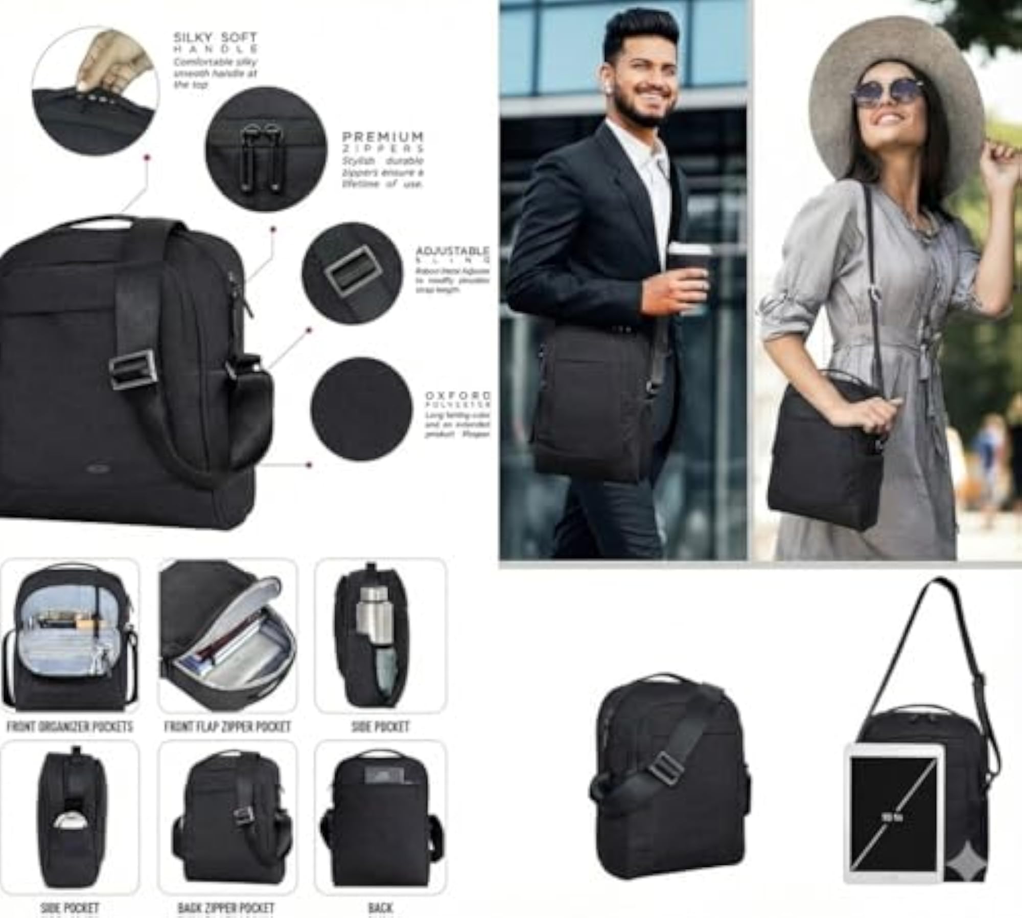 Dezo Sling Bag with Multiple Pockets for Men and Women