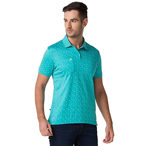 Image of Parx Men's Pure Cotton Print Pattern Regular Fit Polo Collar Polo Neck Half Sleeve Casual T-Shirt