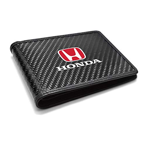 for - Honda Logo in Red Black Real Carbon Fiber Leather RFID Blocking Bi-fold Wallet2