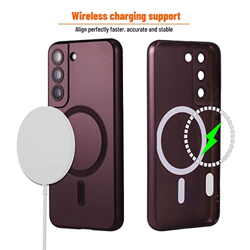 Image of Magnetic Silicone Samsung Galaxy S22 Plus Case - Slim Fit Anti-Scratch with Camera Protection, Compatible with MagSafe, Red