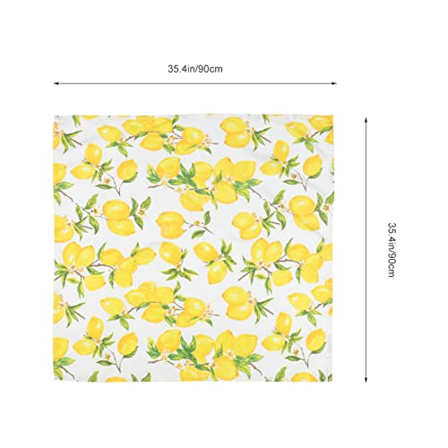 Nappe polyester motif citron jaune rectangulaire de salon - 3
