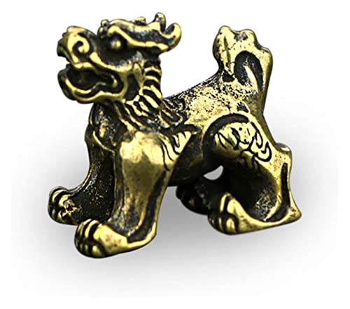 Tableau en laiton de feng shui lion gardien sculpture en bronze antique