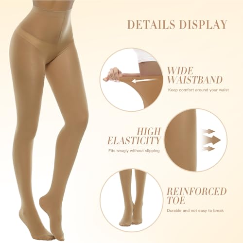 MANZI Women's Solid Color Semi Opaque Footed Tights Soft Stretch Pantyhose4