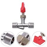 Needle Valve Gas Control for Air Compressor - 1/4 BSPT x 1/4 BSPT Male Thread Fitting, T-Shape Joint Pipe with Silver and Red Metal & Plastic Design - Image 4