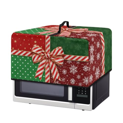Image of Countertop Oven Cover Christmas Holiday Party Decorative Small Kitchen Appliance Protector for Countertop Decor, S, 18.25 x 14.5 x 11 Inches, Christmas Bow Green Red