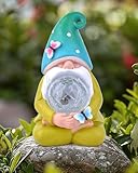 FREECUBE Solar Garden Gnomes Outdoor Statues Garden Decor for Outside Garden Gnome Statue Solar Garden Gnome Statue Waterproof Outdoor Patio Decor for Lawn Grden