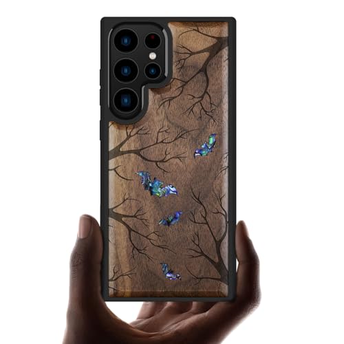 Coque Galaxy S23 Ultra gravure bois étui Samsung rigide noyer unique