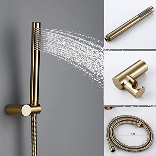 Ensemble de robinet de douche en or brossé avec douchette et mitigeur