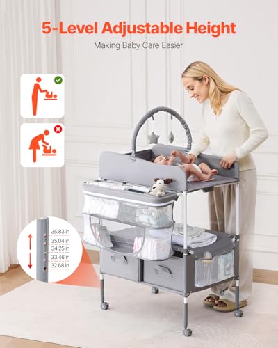Table à langer à roulettes VEVOR pour simplifier le bain bébé