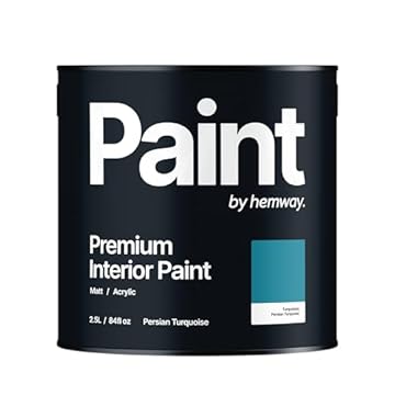 Hemway Persian Turquoise - 2.5 Litre - Paint Premium Interior Indoor Matt British-Made Eco Acrylic Emulsion - Matt Finish, Low VOC, Interior Wall, Ceiling, Kitchen, Bathroom, Bedroom & Door