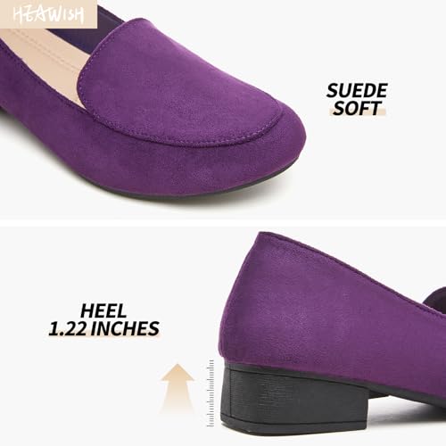 Image of HEAWISH Women's Loafers Slip on Low Heel Shoes,Closed Toe Pumps Dress Shoes,Casual Loafer Work Flats Wedding Shoe