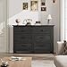GarveeHome 6 Dresser for Bedroom, 47 in Wide Drawer Dresser with Storage Freestanding, Wooden Closet Storage Chest for Living Room, Bedroom, Entryway, Dark Black
