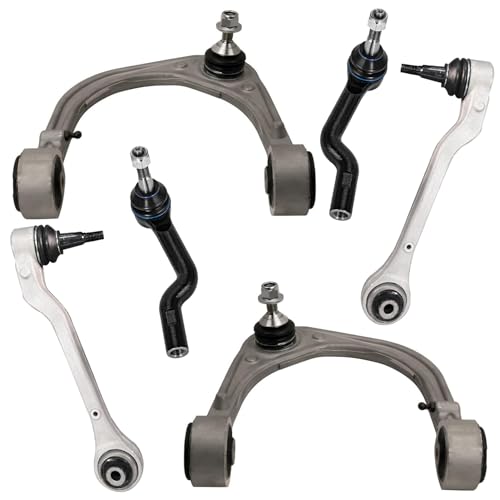 Image of Detroit Axle - RWD 6pc Front End Suspension Kit for 2014-2015 Cadillac CTS, 4 Lower Rearward & Upper Control Arms with Ball Joints 2 Outer Tie Rods Replacement