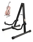 MUSO Cello Stand with Bow Holder,A-Frame Floor Stand with Padded Foam, Handcrafted Cello Rack Fits 1/2, 3/4, 7/8, 4/4 Full-Size and Guitar, Instrument Holder for Home and Studio Display