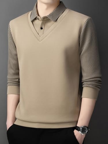 Winter Thick Thickened Men's Middle-Aged Warm Collar Long Sleeve Casual Top2