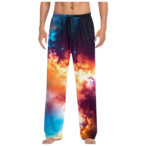Mymyguoe Pantalones de chándal para hombre con estampado 3D, transpirables, pantalones de casa, modernos, pantalones de vaca holgados, cintura elástica, pantalones de chándal, amarillo, XL