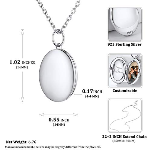 Chicsilver Personalized Oval Locket Pendant Necklace 925 Sterling Silver Custom Photo Necklace Customized Picture Necklace Memory Jewelry For Women/Mom/Wife/Sister #TOP4