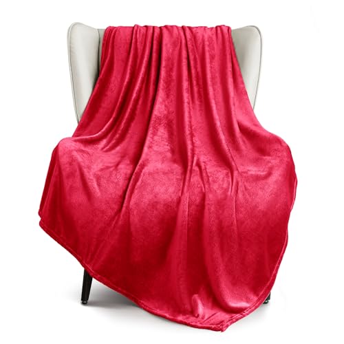 Exclusivo Mezcla Extra Large Fleece Throw Blanket for Couch, Sofa, 300GSM Super Soft and Warm Blankets, Red Throw All Season Use, Cozy, Plush, Lightweight, 50x70 Inches