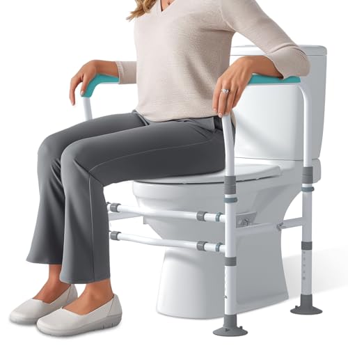 Tutuosto Toilet Safety Rails for Elderly, Sturdy and Adjustable Toilet Handles for Seniors and People with Limited Mobility, Safety Frame,Toilet Assistance