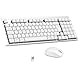 LeadsaiL FA98 Mechanische Tastatur und Maus set Kabellos, QWERTZ Layout Funktastatur mit Maus, Low-Profile Rotem Schalter, 98 Tasten Kompakte Keyboard,1600 DPI Mouse für Windows MacOS PC Laptop-Silber