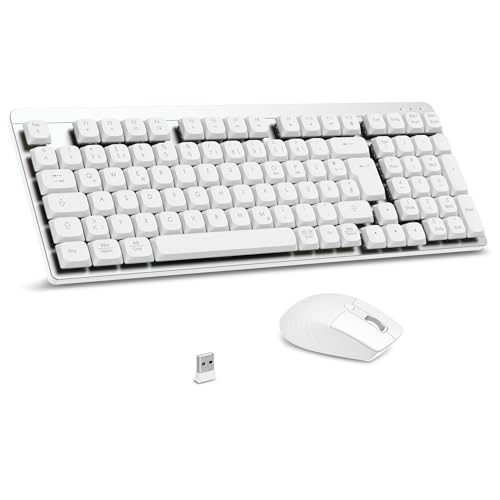LeadsaiL FA98 Mechanische Tastatur und Maus set Kabellos, QWERTZ Layout Funktastatur mit Maus,...