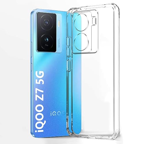 Image of Fashionury Crystal Clear Case for iQOO Z7 5G / Z7s 5G | Yellowing Resistance | Transparent TPU Silicone | Raised Camera Lips | Slim Transparent Cover