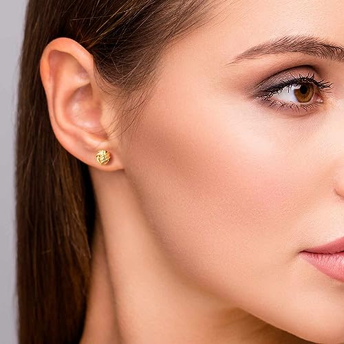 Kelli Myers 14K Gold Stud Earrings for Womens Stud Earrings Small Round Knot Earring Studs Twisted Hypoallergenic Earring by Kelli Myers - Image 2