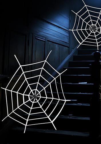 HENBRANDT Halloween Giant Spider Web Decoration 152x152cm Realistic Creepy Spooky Party Prop Indoor Outdoor Haunted House Decor with Included Detailed Spider - Image 2