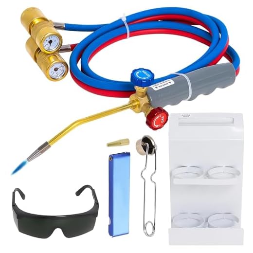 Oxygen Propane Torch Kit with Pressure Meter Compatible with MAPP, Map Gas with Cylinders Metal Stand for Heating, Soldering, Brazing Welding Torch Kit