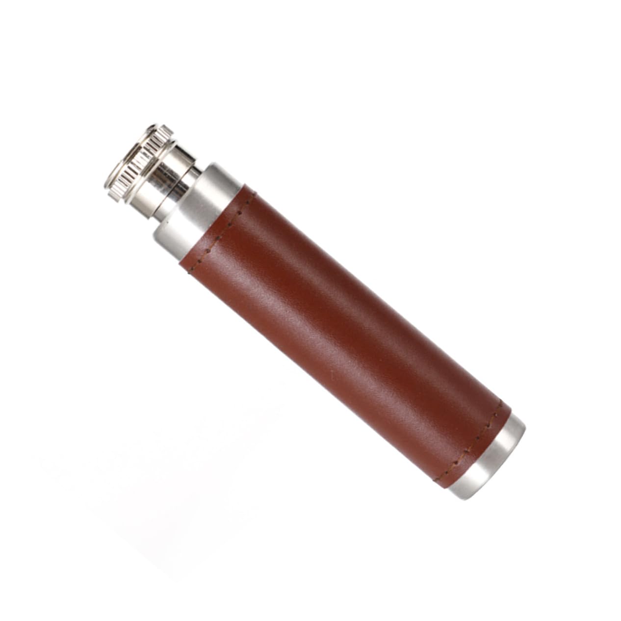 STOBOK 1oz Portable Wine Tube Leather Cover Stainless Steel Pot Mini Wine Pot Tube Shape Round Base Outdoor Accessory