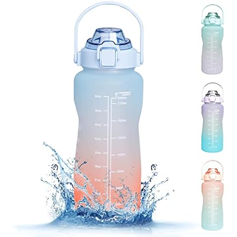 RaMokey 2.2 Litre Water Bottle with Straw, Sports Water Bottles with Handle, Leak Proof Tritan Drinks Bottle BPA Free for Gym Fitness Outdoor Sports Cover