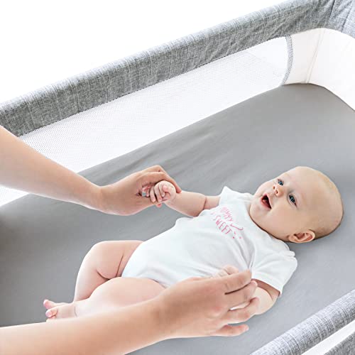 Bassinet Sheets Compatible With Mika Micky Baby Bassinet Bedside Sleeper And Nordmiex 3 In 1 Baby Crib Bedside,100% Cotton, 2 Pack, Ultra Soft Bassinet Sheet For Baby, Grey #TOP1