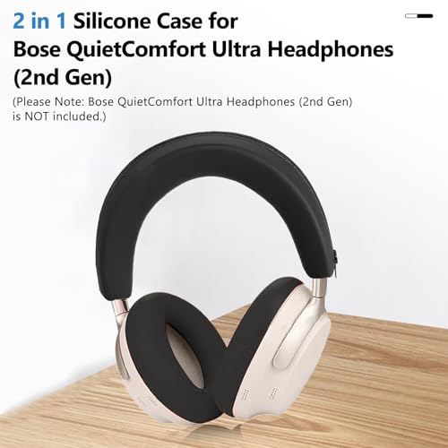 Image of 2-Pack Soft Silicone Case Covers for Bose QuietComfort Ultra Headphones (2nd Gen2) Headphones - Anti-Scratch, Sweat-Resistant Ear Pad, Headband, Washable Accessories-Black