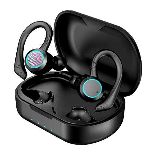 USBERG Bluetooth Headphones Over The Ear with Deep Bass, IPX7 Waterproof Sports Wireless Earbuds with Charging Case for Workout, Built-in Mic, Long Battery Life