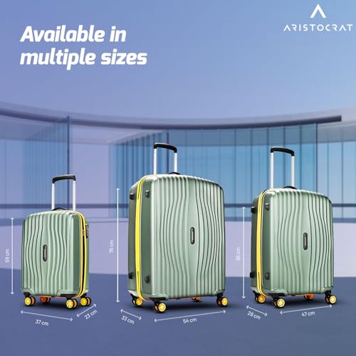 Image of Aristocrat Vortex Plus | Set of 2 Trolley Bag, 55+65 Cm, Small+Medium Hardside Luggage | 8 Wheels, Combination Lock | Polycarbonate | 3 Year International Warranty | Thyme Green