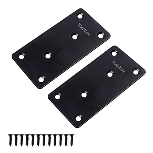 Grapas de Placa Plana de 97 x 49 x 2,0 mm, KINHARD Placas de Reparación de 2 Piezas de Acero Inoxidable, Placas Perforadas con Tornillos, para Reparar Muebles de Conexión Cover