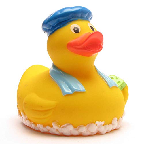 DUCKSHOP | Badeente Dusche | Quietscheente | L: 7,5 cm I Quietscheentchen I Geschenk für Wellness-Fans I Präsent Sammler
