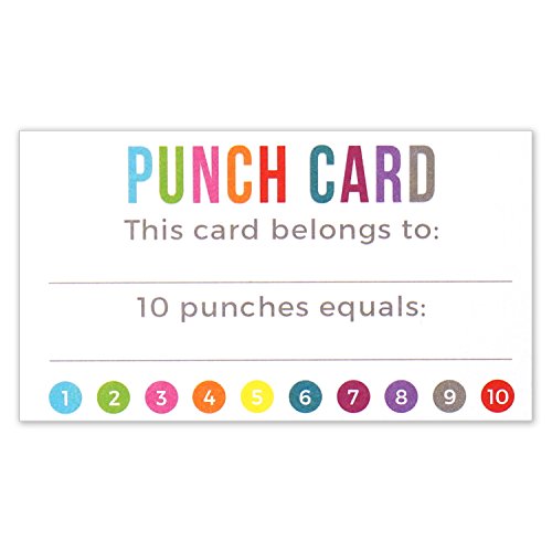Punch Card - Incentive Loyalty Reward Cards - Business Card Size 3.5 x 2 Inches - Pack of 50
