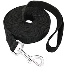 TAIDA 20ft 30ft 40ft 50ft Nylon Long Training Dog Leash for Small Medium Large Dogs, Long leashes Dog/Puppy Lead for Obedience Recall Training, Camping, or Backyard, 1 inch Wide 20 Foot, Black
