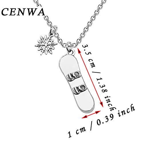 CENWA Snowboarder Gift 3D Snowboard and Snowflake Pendant Snowboarding Necklace Snowboarder Team Gift2