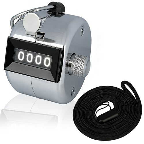 Amble Tally Clicker Counter, Metal Case Mechanical Clicker Digital Handheld Tally Counter with Nylon Lanyard