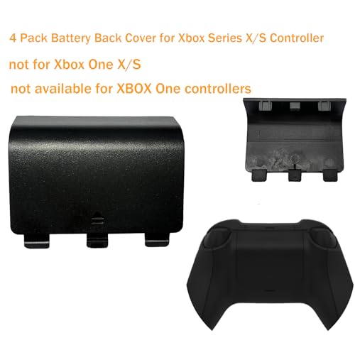 Image of 4 Pack Battery Back Cover for Xbox Series X Controller, Battery Cover Door Compatible with Xbox Series S Controller, Battery Back Shell Repair Part for Xbox Series X /Series S Controller (Black)