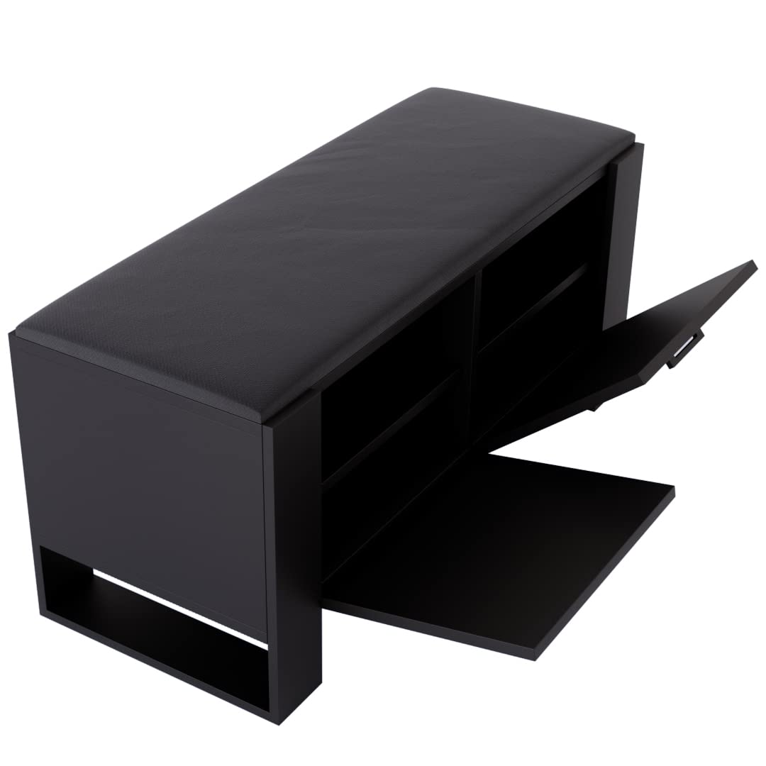MRBLS Schoenenkast met zitbank, modern design en robuuste kwaliteit, schoenenrek, gesloten schoenenbank, garderobebank met zitkussen, verkrijgbaar in 6 kleuren (mat wit, matzwart