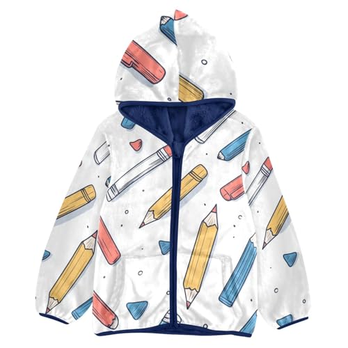 Pencil Girls Fleece Jacket Girls Fall Jacket Girls Zip Up Hoodie Girls Sherpa Jacket 2-10T