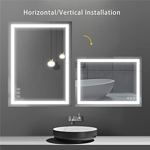 Butylux 36X28 Inch Led Lighted Bathroom Mirror With Anti-Fog, Wall Mounted Vanity Mirror With Smart Touch Button, Memory Function, Adjustable Warm White/Natural/Daylight Lights(Horizontal/Vertical) #TOP4